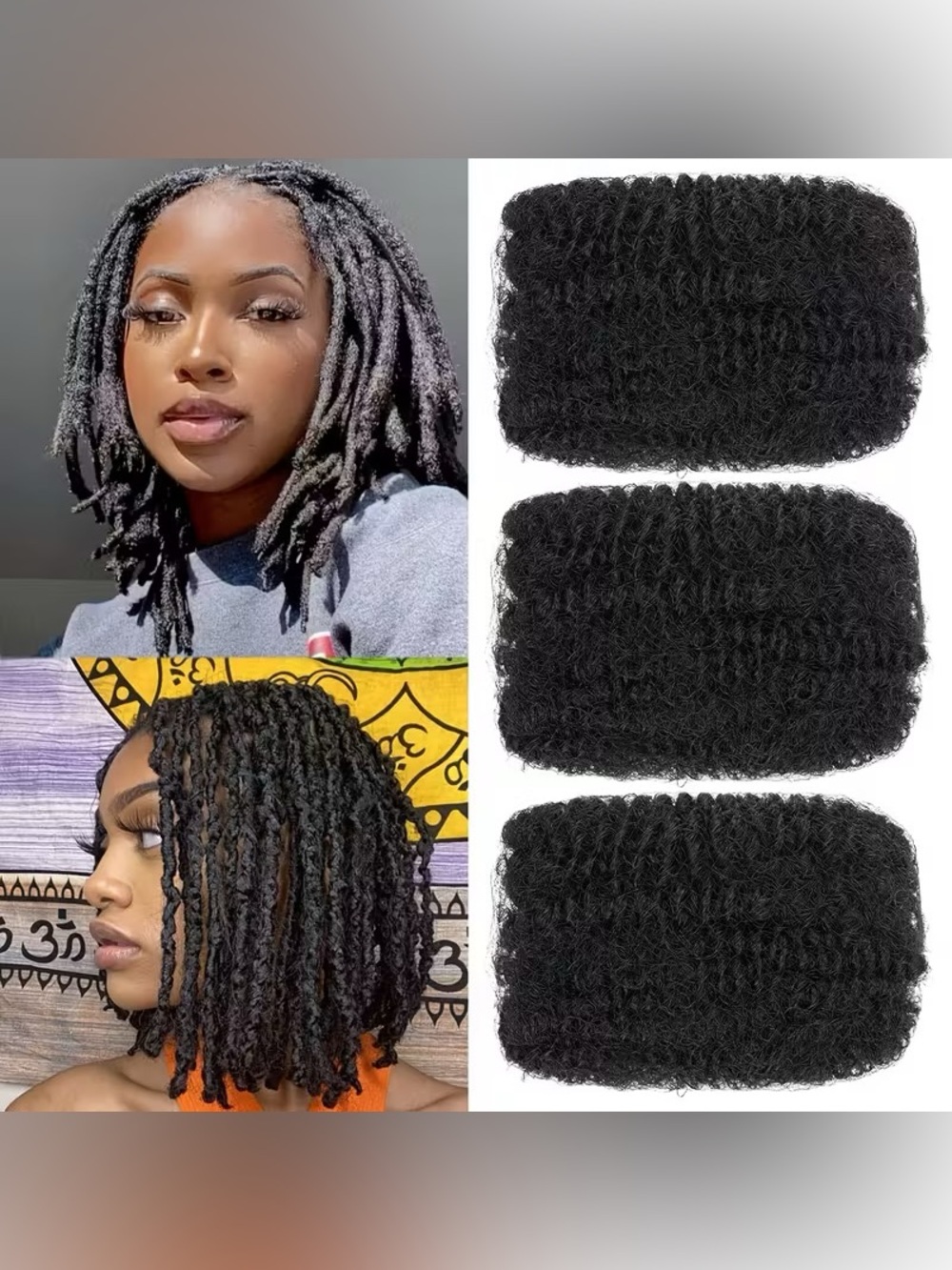 16 Inch 3 Packs Afro 30 1B Micro Twist Black Synthetic Afro hair